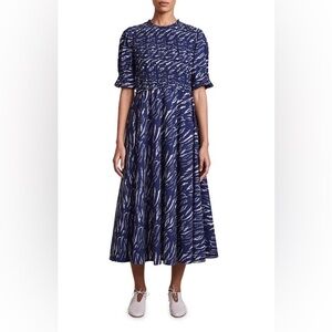 Apiece Apart Piedra Organic Cotton Dress In Wild Flow Navy